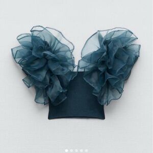 Zara Teal Ruffled Blouse